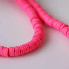 Polymer Clay Disk Beads 6mm 40cm Bright Pink