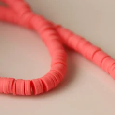 Polymer Clay Disk Beads 6mm 40cm Salmon Pink