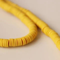 Polymer Clay Disk Beads 6mm 40cm Yellow