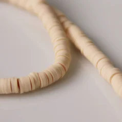 Polymer Clay Disk Beads 6mm 40cm Beige