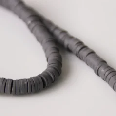 Polymer Clay Disk Beads 6mm 40cm Dark Grey
