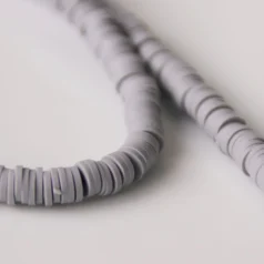 Polymer Clay Disk Beads 6mm 40cm Light Grey