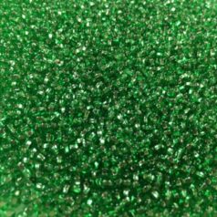 Czech Seed Beads, 8/0 - Silverlined Tr. Lime Green Square Hole (loose)