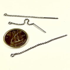 Threader earring 42..8mm ball cain with 3 mm jump ring .999 Fine Silver Plate