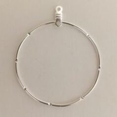 Notched Earring Hoops Double Ring .999 Fine Silver Plated