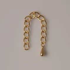 Extender Chain 50mm with 3 mm teardrop, link size 3x5mm 24kt Gold Plated