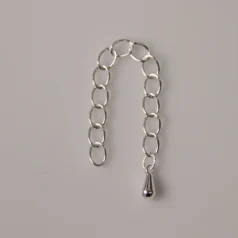 Extender Chain 50mm with 3 mm teardrop, link size 3x5mm .999 Fine Silver Plated