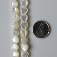 White Mother of Pearl Puff heart 8x8mm