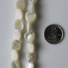 White Mother of Pearl Puff heart 10x10mm