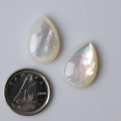 White mother of pearl cabochon Pear shape 13x 18mm