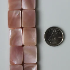 Pink shell beads Recrangle 12x16mm