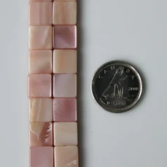 Pink shell beads Square 8mm