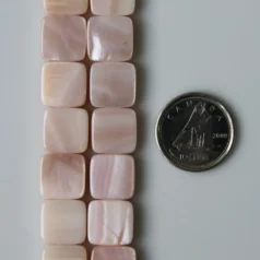 Pink Shell beads square 10mm