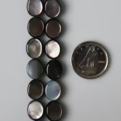Black Mother of Pearl Puff Oval 8x 10mm