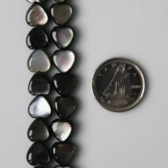 Black Mother of Pearl Puff Heart 8x8mm