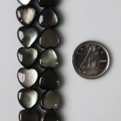 Black Mother of Pearl Puff Heart 10x10mm