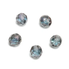 Preciosa Czech Fire-Polished Beads, 8mm Round - LUSTRE Blk. Diamond