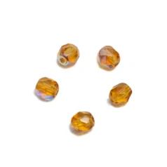 Preciosa Czech Fire-Polished Beads ,6mm Round - Light Amber AB