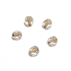 Bead, Czech firepolish, 6mm faceted goldlined, CRYSTAL