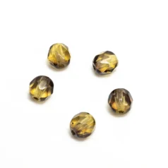 Preciosa Czech Fire-Polished Beads, 6mm Two-Tone - Olive/Black Diamond