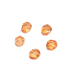 Preciosa Czech Fire-Polished Beads, 6mm Round Crystal Coloured - Dk. Orange