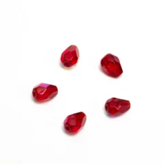 Preciosa Czech Fire-Polished Beads, 7x5mm Drop - Ruby AB
