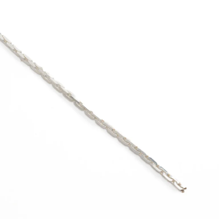 Chain, Silver plated brass, 1.0mm (width) flat cable link