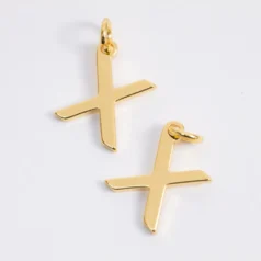 Brass Plain Letter X 18K Gold Plating