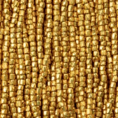 Czech Seed Beads, 9/0, 3-Cut - Metallic Gold Iris (strung)