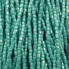 Czech Seed Beads, 9/0, 3-Cut - Opaque Luster Medium Turquoise (strung)