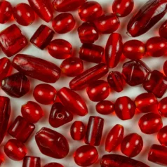 Beads, Mixed Shapes, Transparent, RED sizes range from 4-16mm (hole size approx 2-2.4mm)