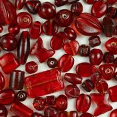 Beads, Mixed Shapes, Transparent, DARK RED sizes range from 4-16mm (hole size approx 2-2.4mm)