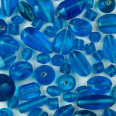 Beads, Mixed Shapes, Transparent, LIGHT BLUE sizes range from 4-16mm (hole size approx 2-2.4mm)