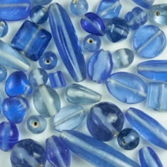 Beads, Mixed Shapes, Transparent, BLUE sizes range from 4-16mm (hole size approx 2-2.4mm)