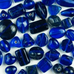 Beads, Mixed Shapes, Transparent, DARK BLUE sizes range from 4-16mm (hole size approx 2-2.4mm)
