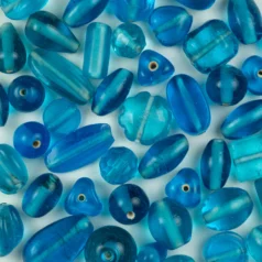 Beads, Mixed Shapes, Transparent, AQUA sizes range from 4-16mm (hole size approx 2-2.4mm)