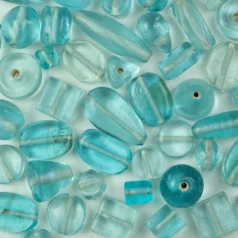 Beads, Mixed Shapes, Transparent, LIGHT TURQUOISE  sizes range from 4-16mm (hole size approx 2-2.4mm)