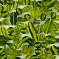 Beads, Mixed Shapes, Transparent, PARROT GREEN sizes range from 4-16mm (hole size approx 2-2.4mm)