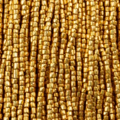 Czech Seed Beads, 9/0, 3-Cut - Metallic Light Gold (strung)