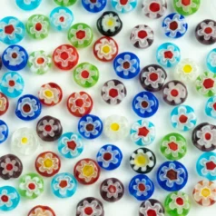 Glass Rounds Flower beads 6mm 16 inc/ st