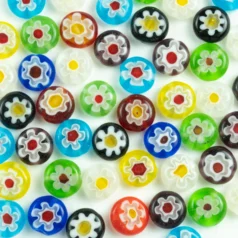 Glass Rounds Flower beads 8mm 16 inc/ st