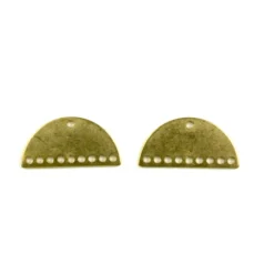 Brass Semicircle charm with 10 holes 10.5x20.5x0.75mm