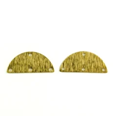 Brass Moon Connector with 4 holes 25x11x0.8mm