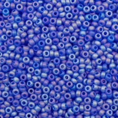 Czech Seed Beads, 10/0 - Transparent Matt Medium Sapphire AB (loose)