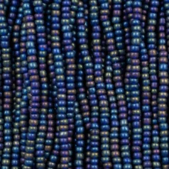 Czech Seed Beads, 11/0 - Transparent Matt Dark Blue AB (strung)