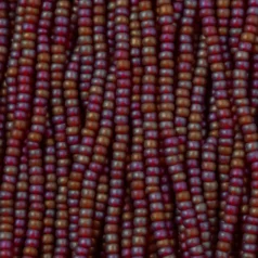Czech Seed Beads, 11/0 - Transparent Matt Red AB (strung)