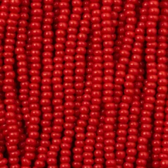 Czech Seed Beads, 11/0 - Opaque Red (strung)