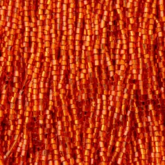 Czech Seed Beads, 10/0, 2-Cut - Silverlined Orange (strung)
