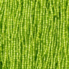 Czech Seed Beads, 10/0, 2-Cut - Silverlined Light Olivine (strung)