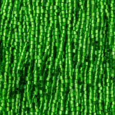 Czech Seed Beads, 10/0, 2-Cut - Silverlined Medium Green (strung)